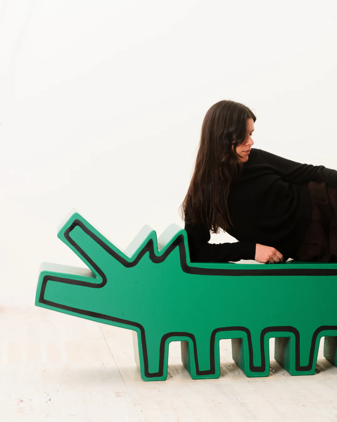 Luna Luna x Gufram x Keith Haring Green Dog Bench - Image 5